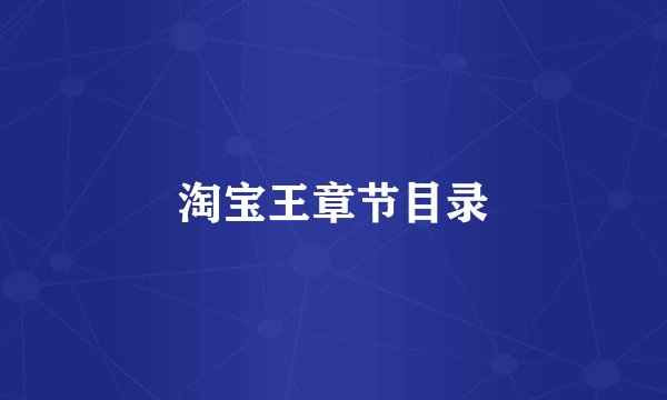 淘宝王章节目录