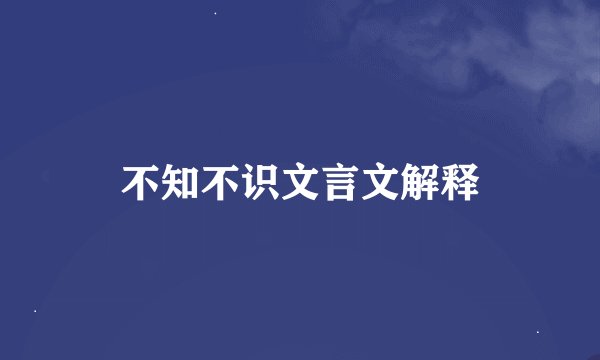 不知不识文言文解释