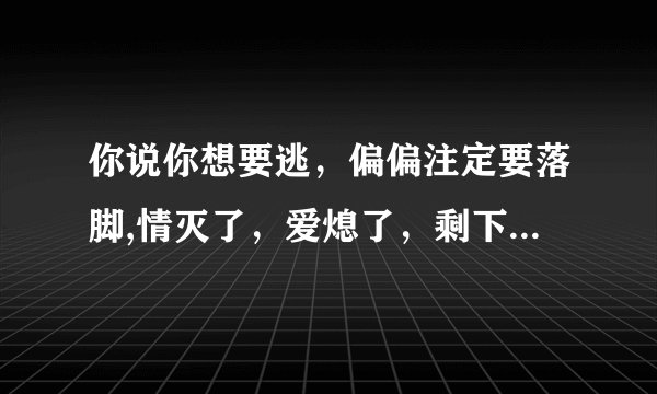 你说你想要逃，偏偏注定要落脚,情灭了，爱熄了，剩下空心要不要!(这首歌叫什么名字）