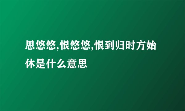 思悠悠,恨悠悠,恨到归时方始休是什么意思