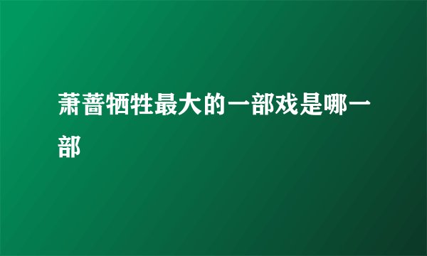 萧蔷牺牲最大的一部戏是哪一部