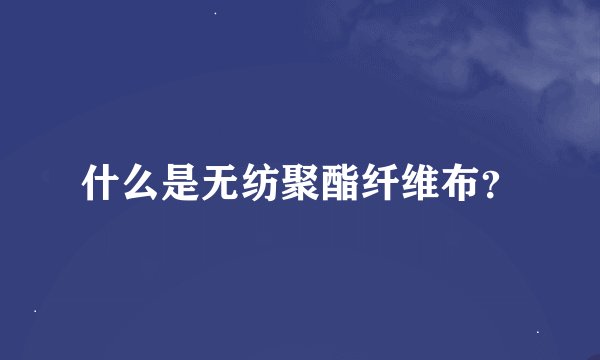 什么是无纺聚酯纤维布？