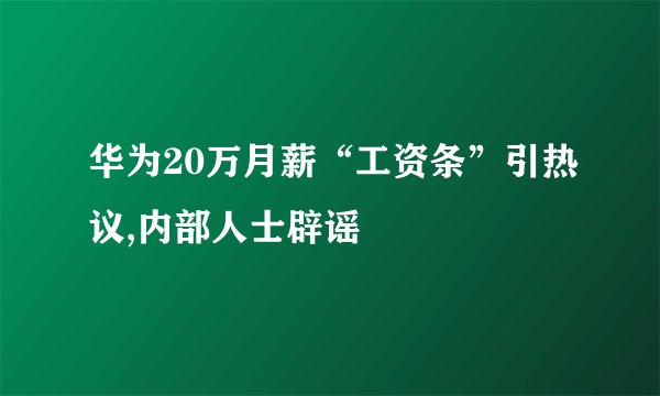 华为20万月薪“工资条”引热议,内部人士辟谣