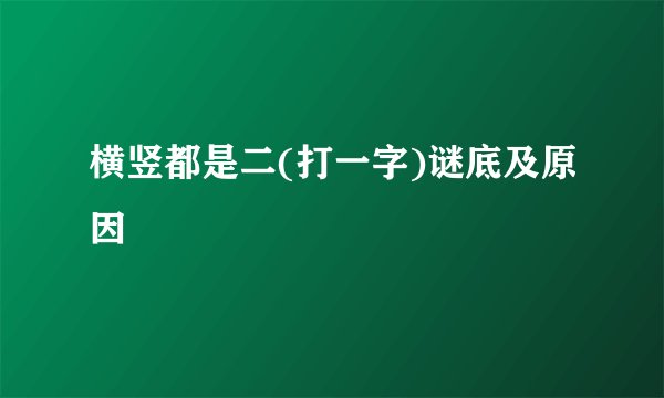 横竖都是二(打一字)谜底及原因