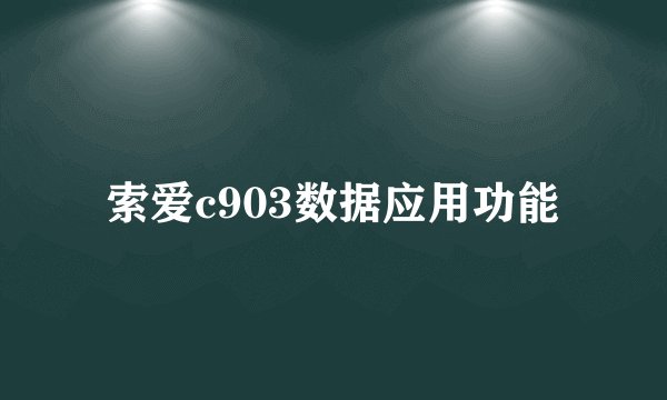 索爱c903数据应用功能