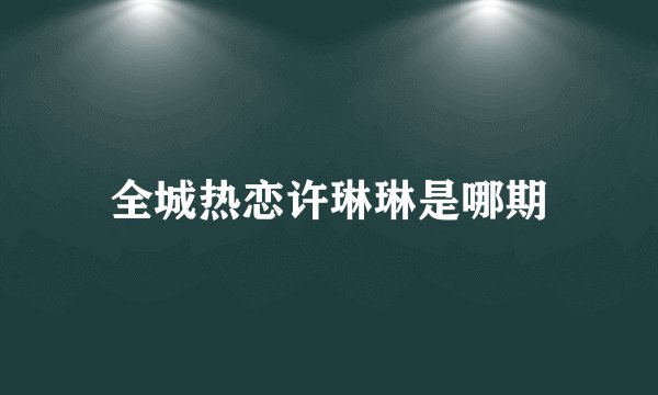 全城热恋许琳琳是哪期