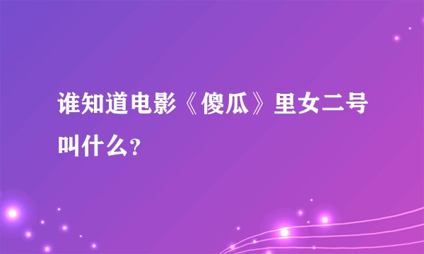 谁知道电影《傻瓜》里女二号叫什么？