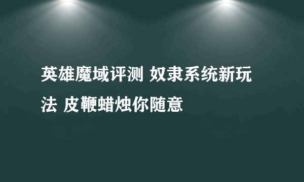 英雄魔域评测 奴隶系统新玩法 皮鞭蜡烛你随意