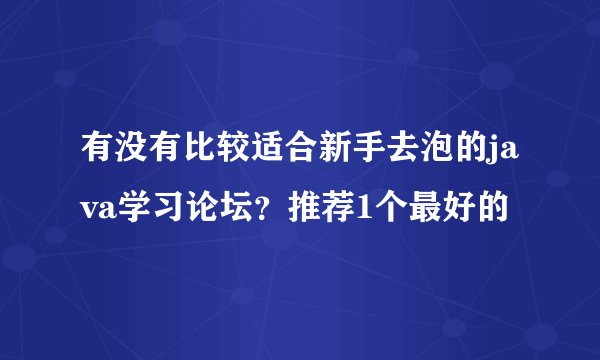 有没有比较适合新手去泡的java学习论坛？推荐1个最好的