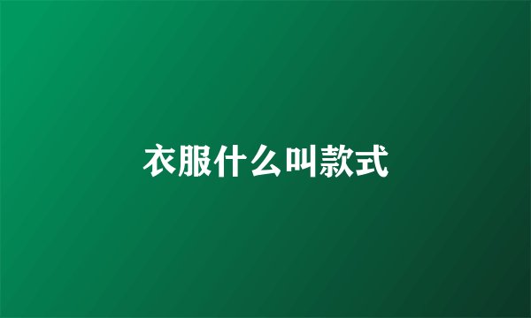衣服什么叫款式