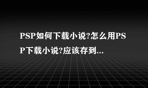 PSP如何下载小说?怎么用PSP下载小说?应该存到哪个文件夹里?