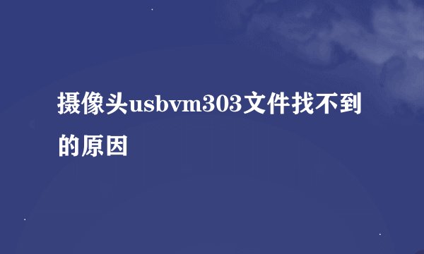 摄像头usbvm303文件找不到的原因