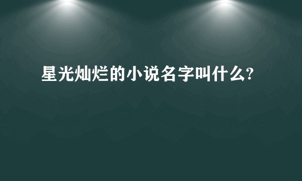 星光灿烂的小说名字叫什么?