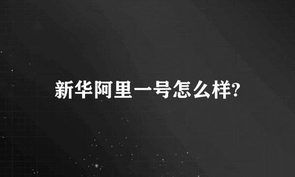 新华阿里一号怎么样?