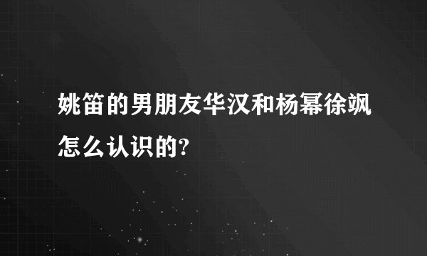 姚笛的男朋友华汉和杨幂徐飒怎么认识的?