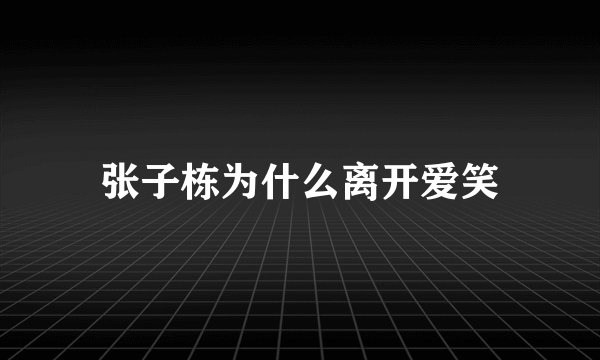 张子栋为什么离开爱笑