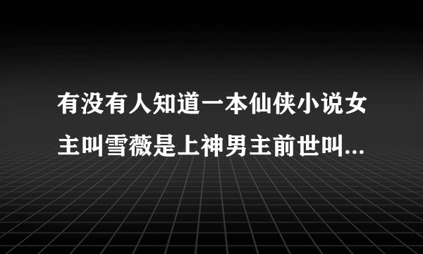 有没有人知道一本仙侠小说女主叫雪薇是上神男主前世叫幽冥今生是魔界的王叫玄冥