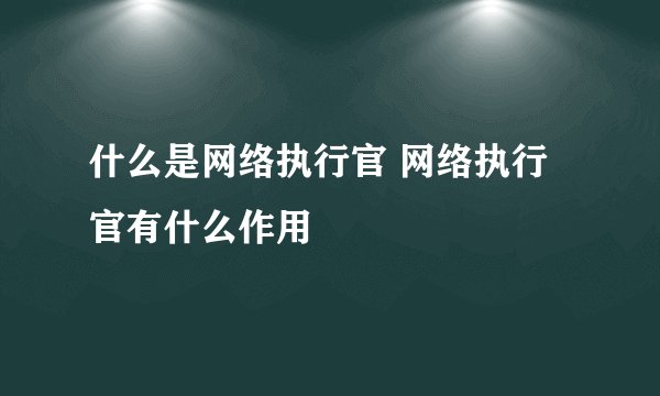什么是网络执行官 网络执行官有什么作用