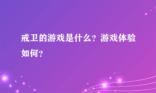 戒卫的游戏是什么？游戏体验如何？
