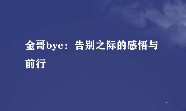 金哥bye：告别之际的感悟与前行