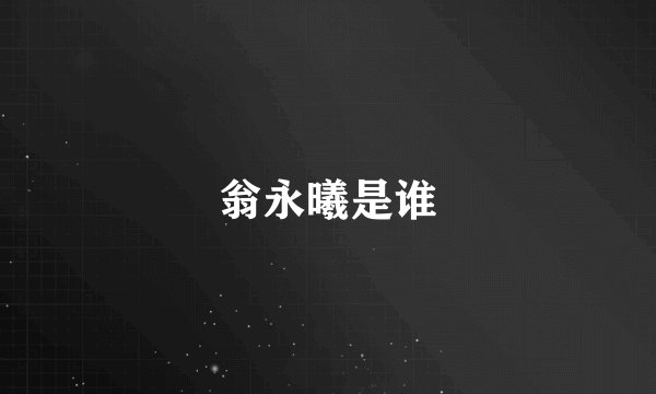 翁永曦是谁