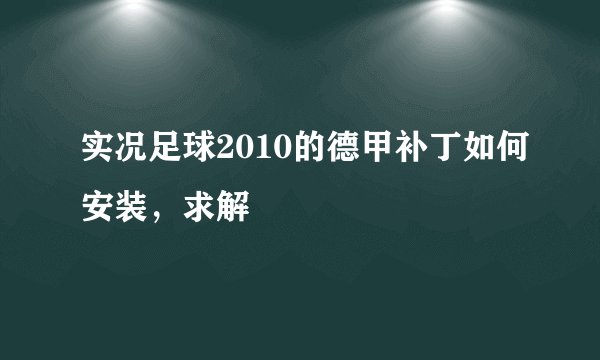 实况足球2010的德甲补丁如何安装，求解