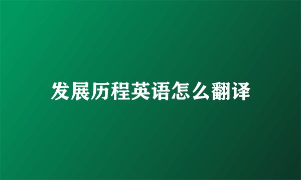 发展历程英语怎么翻译