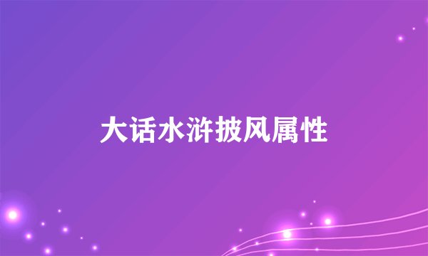 大话水浒披风属性
