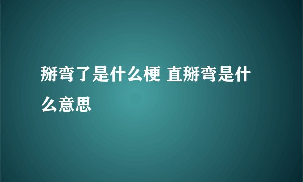 掰弯了是什么梗 直掰弯是什么意思