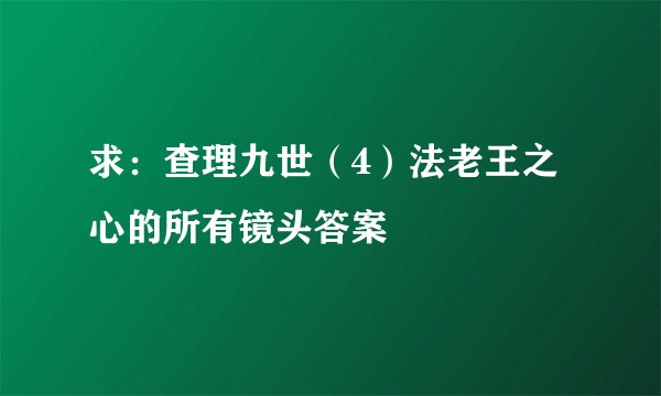 求：查理九世（4）法老王之心的所有镜头答案