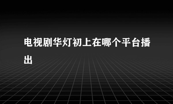 电视剧华灯初上在哪个平台播出
