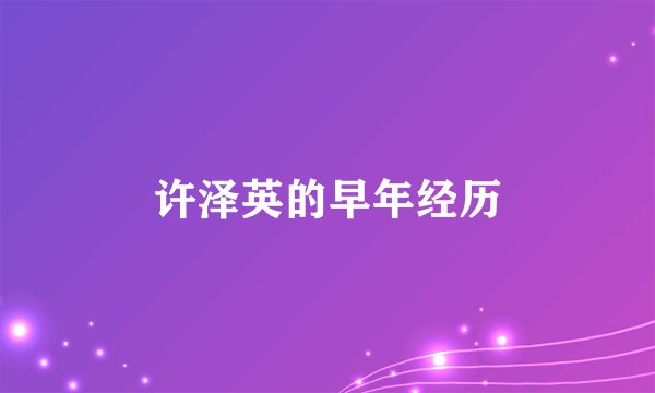 许泽英的早年经历