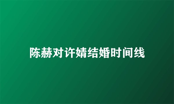陈赫对许婧结婚时间线