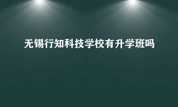 无锡行知科技学校有升学班吗