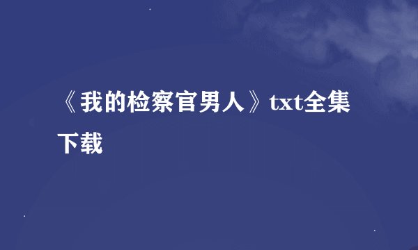 《我的检察官男人》txt全集下载