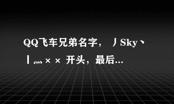 QQ飞车兄弟名字， 丿Sky丶丨灬×× 开头，最后最好是两个字。