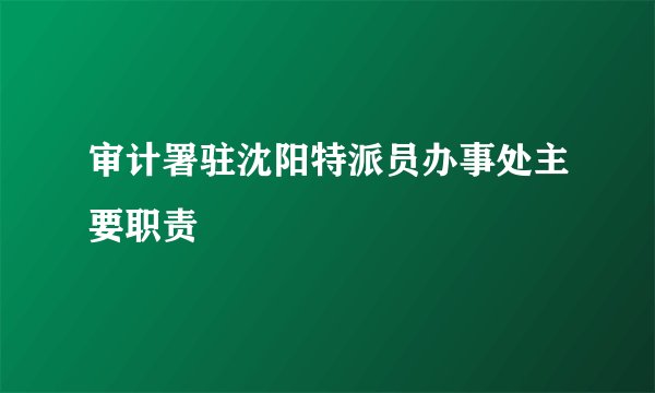 审计署驻沈阳特派员办事处主要职责