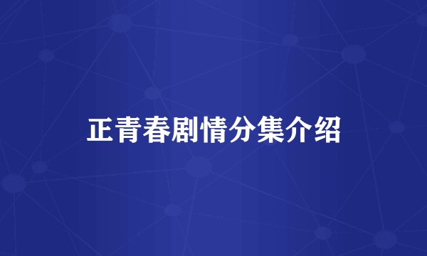 正青春剧情分集介绍