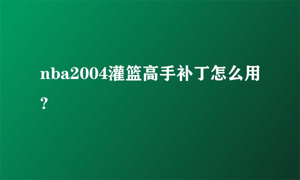 nba2004灌篮高手补丁怎么用?