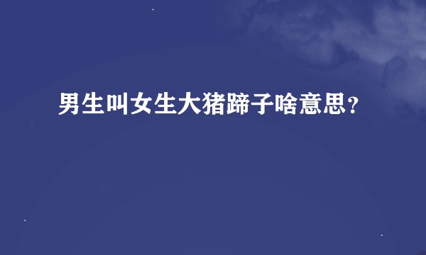 男生叫女生大猪蹄子啥意思？