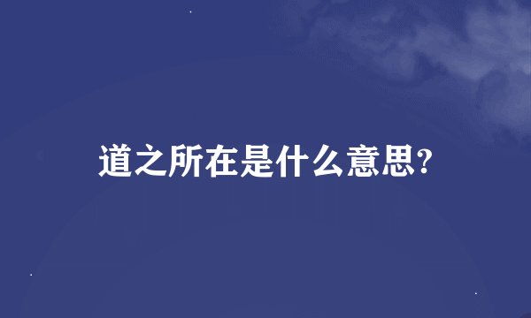 道之所在是什么意思?