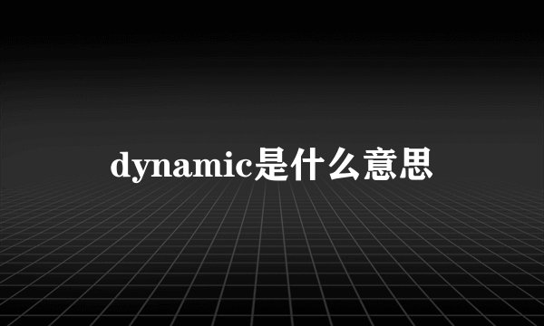 dynamic是什么意思