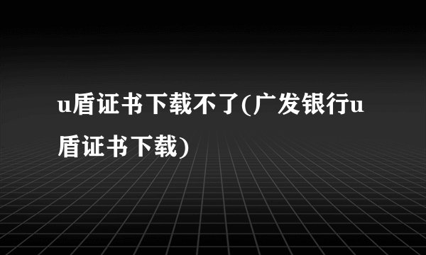 u盾证书下载不了(广发银行u盾证书下载)