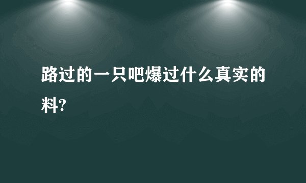 路过的一只吧爆过什么真实的料?