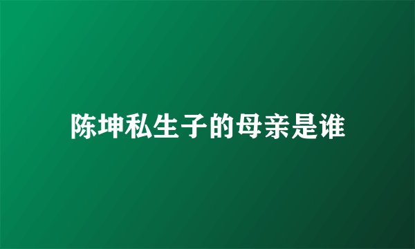 陈坤私生子的母亲是谁