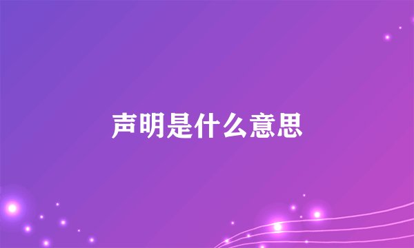声明是什么意思