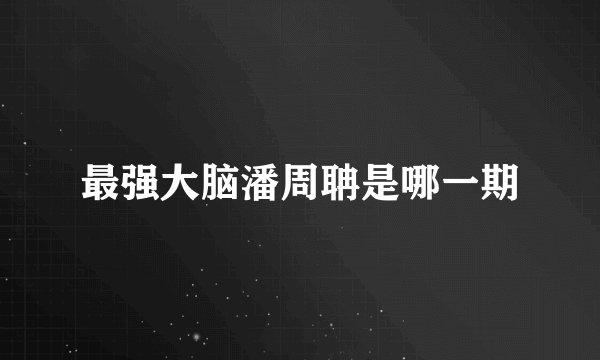 最强大脑潘周聃是哪一期