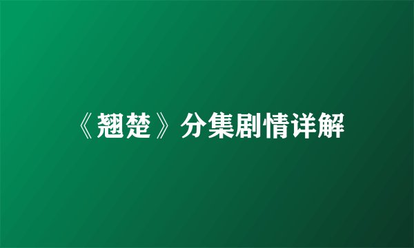 《翘楚》分集剧情详解