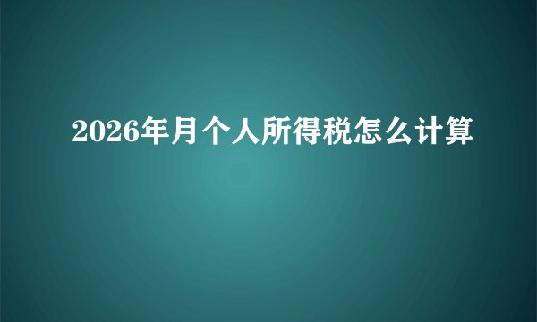 2026年月个人所得税怎么计算
