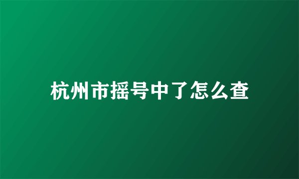 杭州市摇号中了怎么查